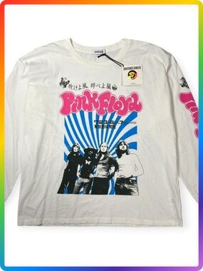 Daydreamer Pink Floyd Spiral Long Sleeve Tee NWT SIZE L Vintage White Band USA